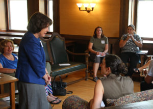 book club participants talking