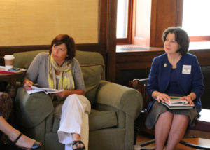 book club participants talking