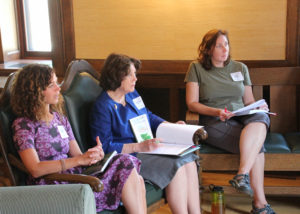 book club participants talking