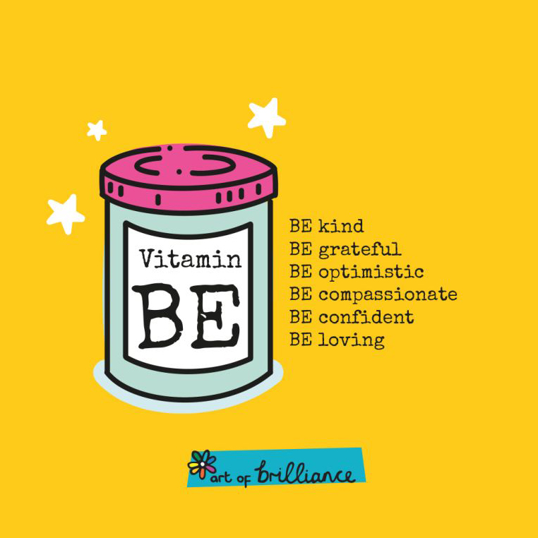 Vitamin BE BE Kind BE Grateful BE Optimistic BE Compassionate BE Confident BE Loving Art of Brilliance